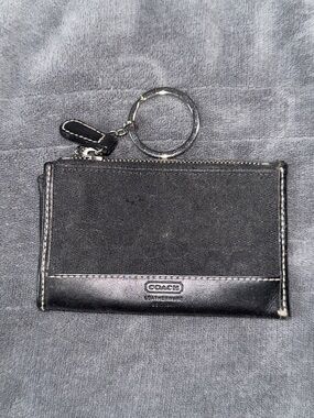 Coach Black Zip Card Case with Key Ring